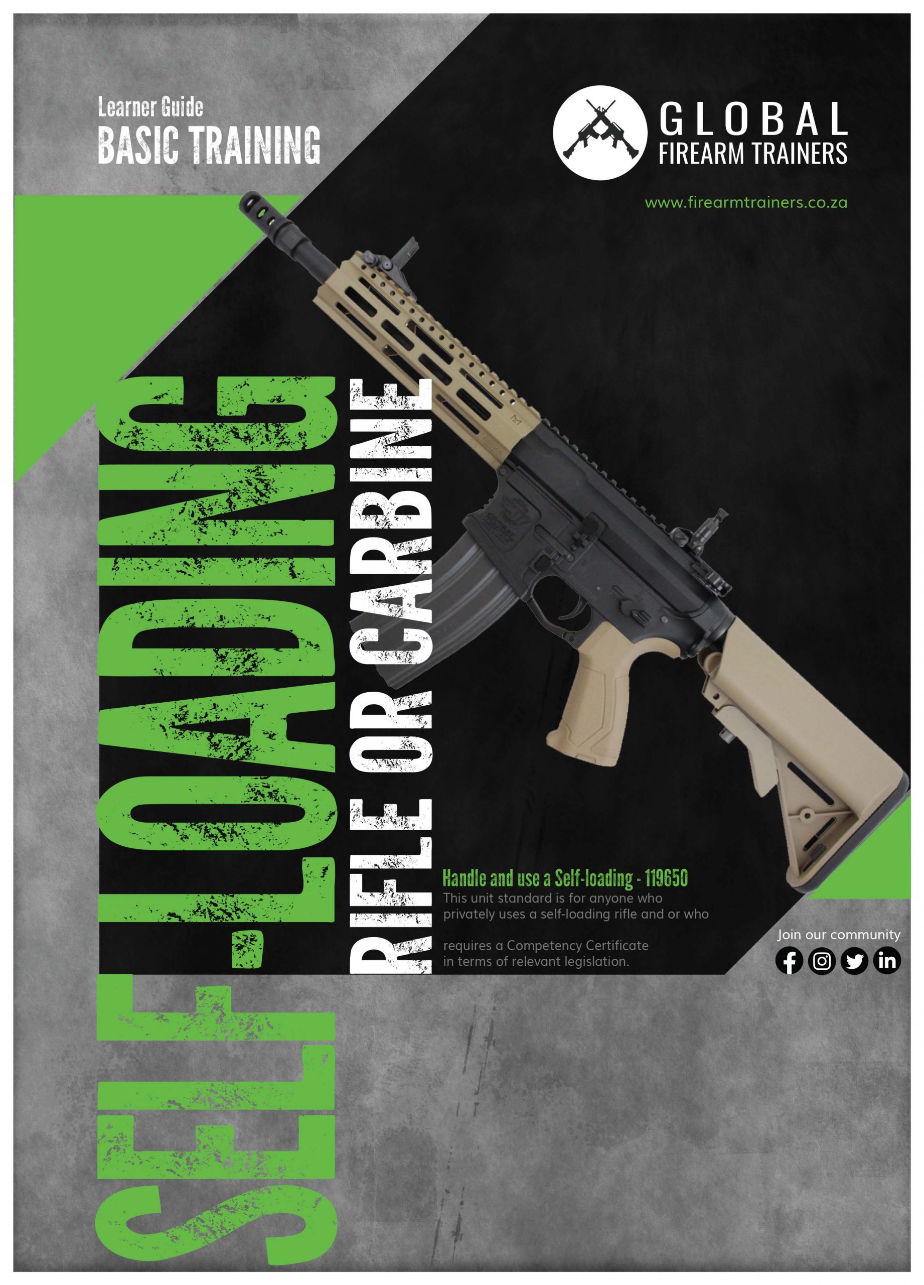 SLR-scaled firearm-training-handle-and-use-of-a-self-loading-rifle-or-carbine